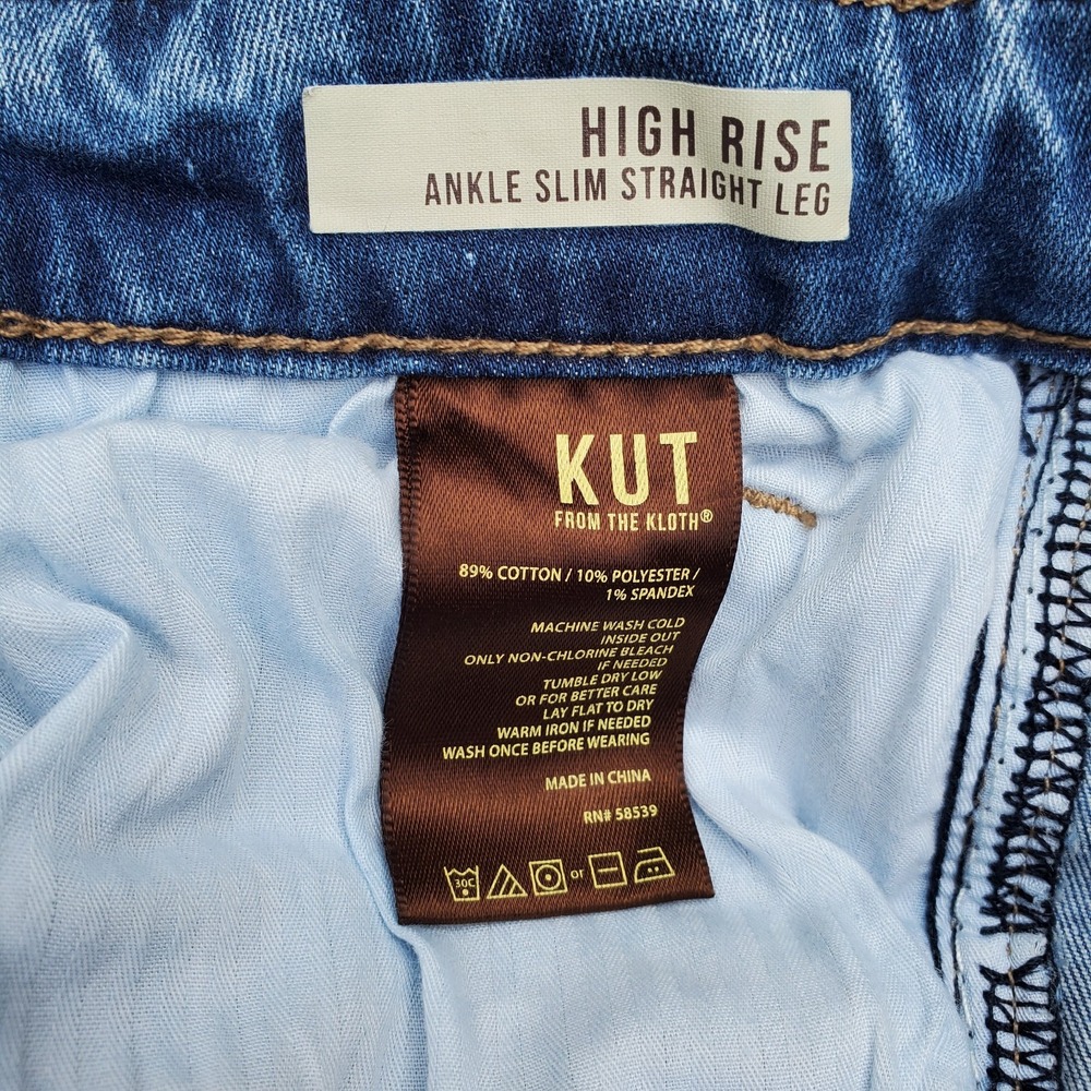 Kut From The Cloth Jeans High Rise Ankle Slim Straight‎ Leg Size 12 - Picture 6 of 6